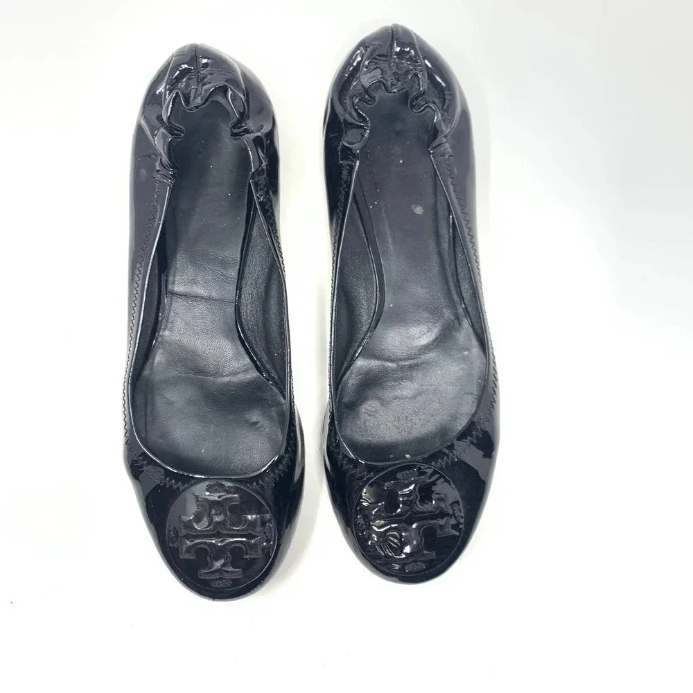 Tory Burch‎ Reva Classic Patent Leather Ballet Flats Black Size US 7.5